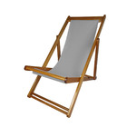 Cadeira Espreguiçadeira De Madeira - Veneza - Lona - Cinza