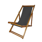 Cadeira Espreguiçadeira De Madeira - Veneza - Lona - Cinza Ch