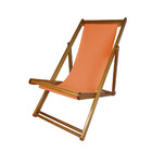 Cadeira Espreguiçadeira De Madeira - Veneza - Lona - Laranja