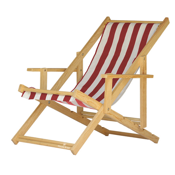 Cadeira Espreguiçadeira Dobrável Madeira C/b - List Verm/bran