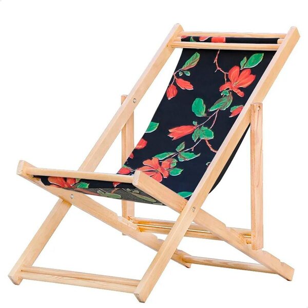 Cadeira Espreguiçadeira Dobrável Madeira Maciça Natural Preto