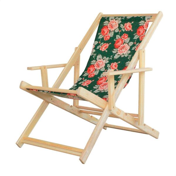 Cadeira Espreguiçadeira Dobrável Madeira Maciça Natural Verde