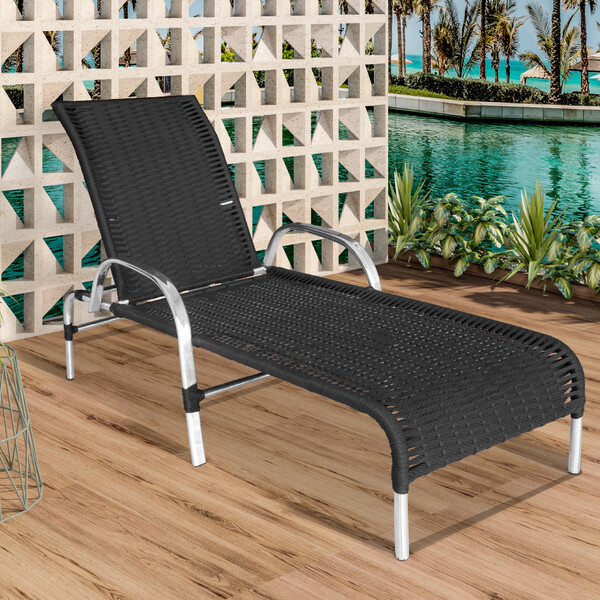 Cadeira Espreguiçadeira Havaí Reclinável Alumínio E Fita Náut