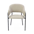 Cadeira Estofada  Linho Natural Com Estrutura De Aço Preta Ei