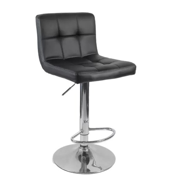 Cadeira Estofada Alta Para Bancada Americana Bar - Preto
