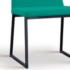 Cadeira Estofada Base Em Aço F37 Linho Azul Turquesa Dmobilia