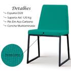 Cadeira Estofada Base Em Aço F37 Linho Azul Turquesa Dmobilia