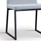 Cadeira Estofada Base Em Aço F37 Linho Gelo Dmobiliario