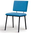 Cadeira Estofada Base Em Aço F38 Linho Azul Jeans Dmobiliario