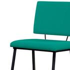 Cadeira Estofada Base Em Aço F38 Linho Azul Turquesa Dmobilia