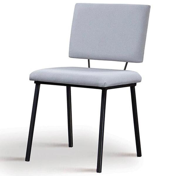 Cadeira Estofada Base Em Aço F38 Linho Gelo Dmobiliario