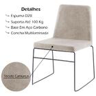 Cadeira Estofada Base Em Aço F41 Camurça Bege Dmobiliario