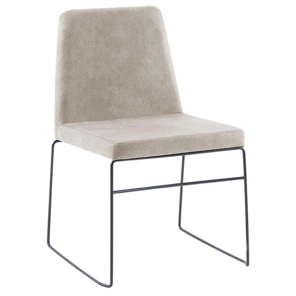 Cadeira Estofada Base Em Aço F41 Camurça Bege Dmobiliario