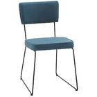 Cadeira Estofada Base Em Aço F53 Linho Azul Jeans Dmobiliario
