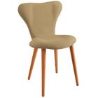 Cadeira Estofada Base Madeira F45 Linho Bege Dmobiliario