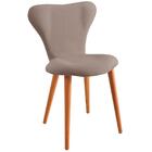 Cadeira Estofada Base Madeira F45 Linho Cinza Dmobiliario