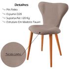 Cadeira Estofada Base Madeira F45 Linho Cinza Dmobiliario