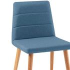 Cadeira Estofada Base Madeira F58 Linho Azul Jeans Dmobiliario