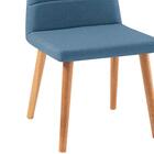 Cadeira Estofada Base Madeira F58 Linho Azul Jeans Dmobiliario