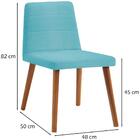 Cadeira Estofada Base Madeira F58 Linho Azul Turquesa Dmobili