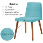 Cadeira Estofada Base Madeira F58 Linho Azul Turquesa Dmobili