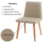 Cadeira Estofada Base Madeira F58 Linho Bege Dmobiliario