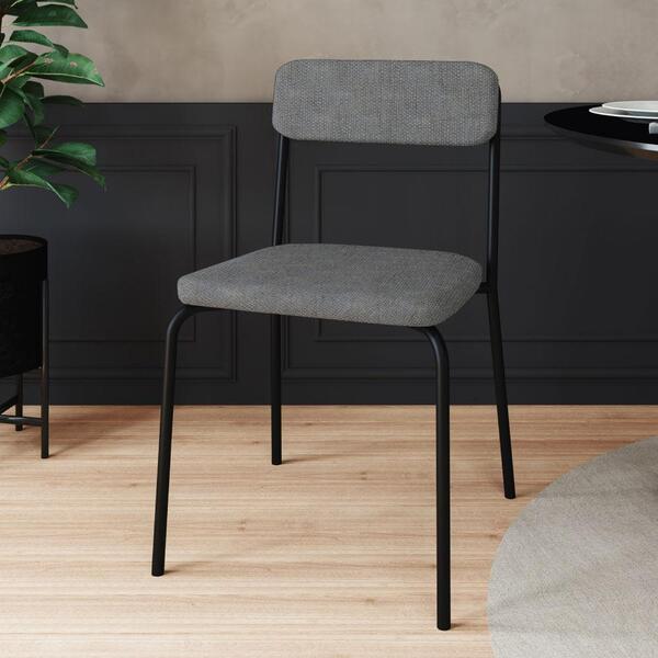 Cadeira Estofada Com 79 Cm - Preto/cinza