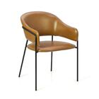Cadeira Estofada Courino Câmel Com Estrutura De Aço Preta Eis