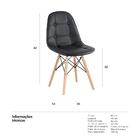 Cadeira Estofada Eames Eiffel Botonê - Preto - Base De Madeir