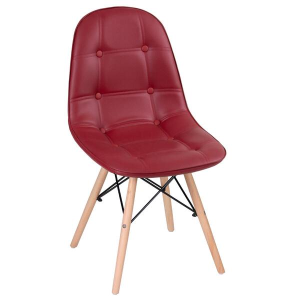 Cadeira Estofada Eames Eiffel Botonê - Vinho - Bordô - Base D
