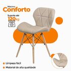 Cadeira Estofada Eiffel Slim Wood Pés De Madeira - Bege
