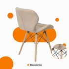 Cadeira Estofada Eiffel Slim Wood Pés De Madeira - Bege