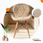 Cadeira Estofada Eiffel Slim Wood Pés De Madeira - Bege