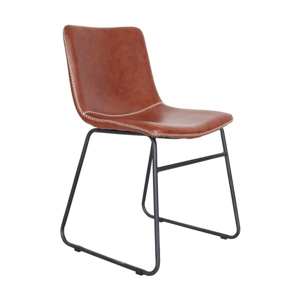 Cadeira Estofada Em Couro Vintage Espresso Móveis Conhaque