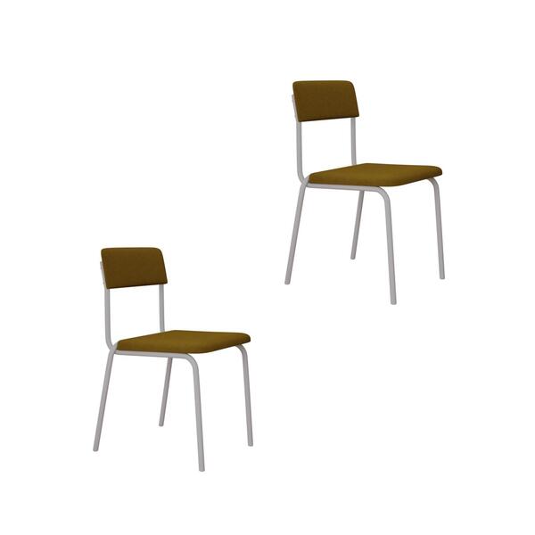 Cadeira Estofada Fixa Empilhável Fit C/02 Un. Pés Brancos Tec