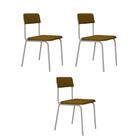 Cadeira Estofada Fixa Empilhável Fit C/03 Un C/pés Brancos.