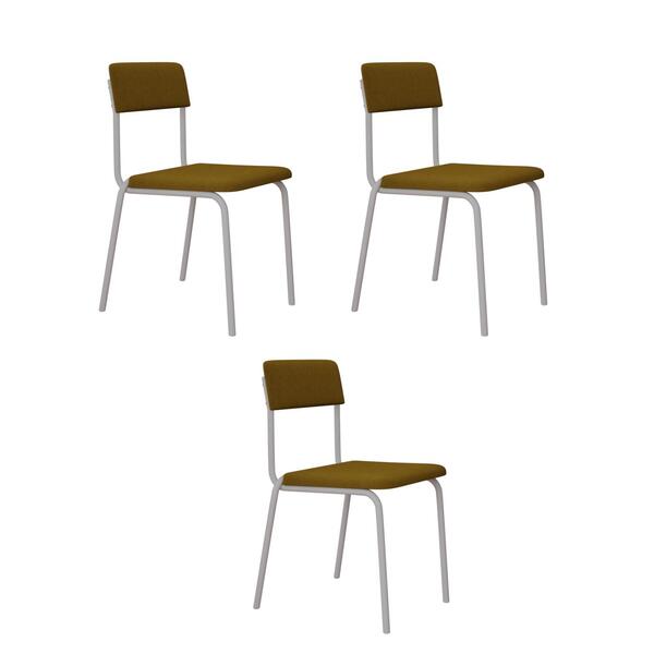 Cadeira Estofada Fixa Empilhável Fit C/03 Un C/pés Brancos.