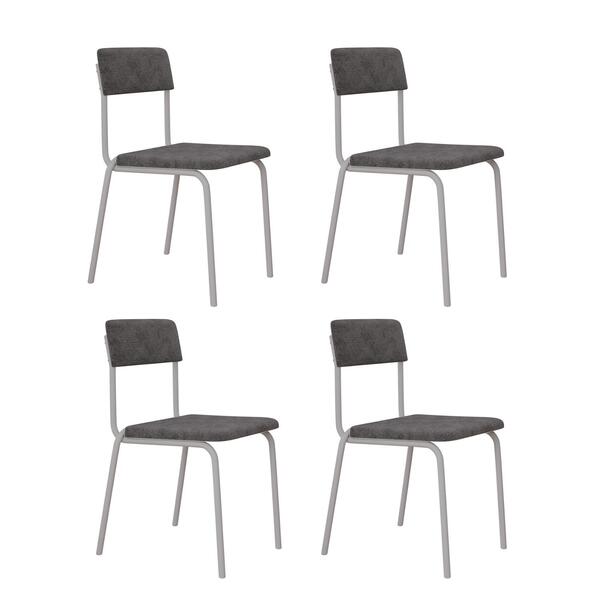 Cadeira Estofada Fixa Empilhável Fit C/04 Un C/pés Brancos.