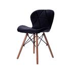 Cadeira Estofada Jantar Charles Eames Eiffel Slim Wood Confor