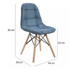 Cadeira Estofada Linho Base Madeira 1114  Azul/marrom