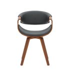 Cadeira Estofada Madeira Couro Nicole Espresso Móveis Preto