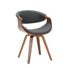 Cadeira Estofada Madeira Couro Nicole Espresso Móveis Preto