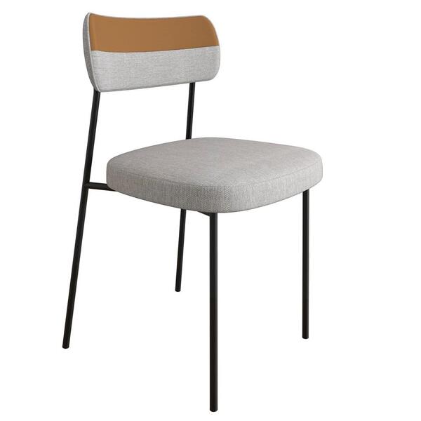 Cadeira Estofada Milli Corano/linho F02 Caramelo/cinza - Mpoz