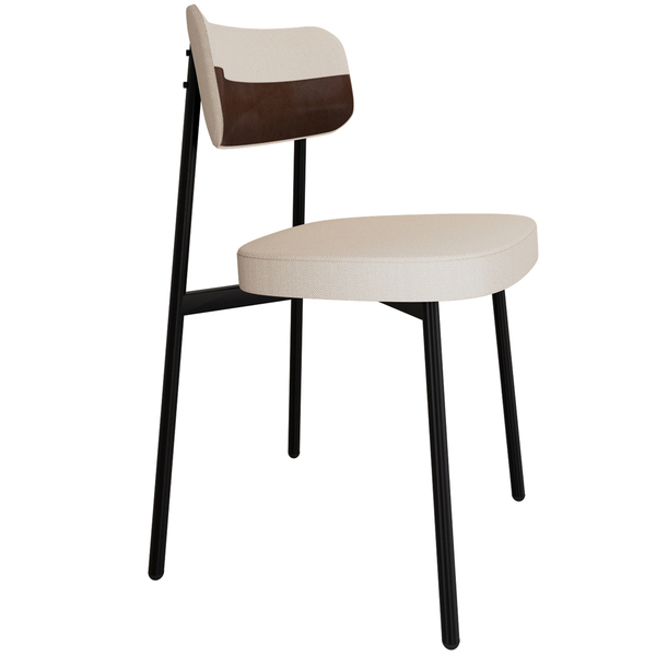 Cadeira Estofada Para Sala De Jantar Astrid Preto C01 Linho P