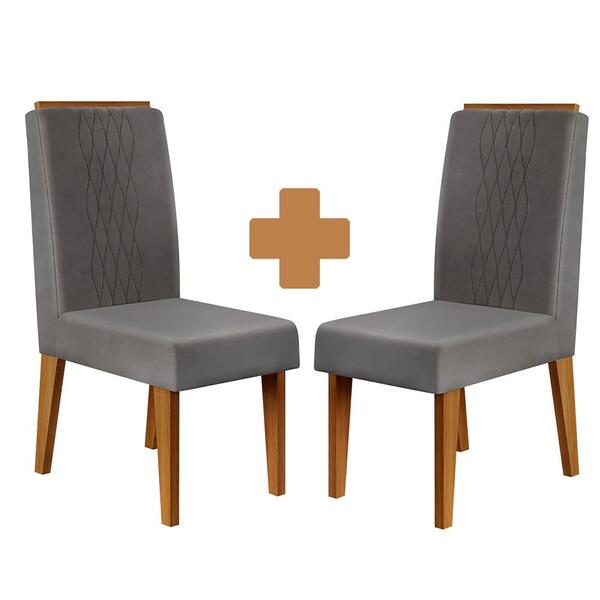 Cadeira Estofada Para Sala De Jantar Kit Com 2 Freijó Veludo