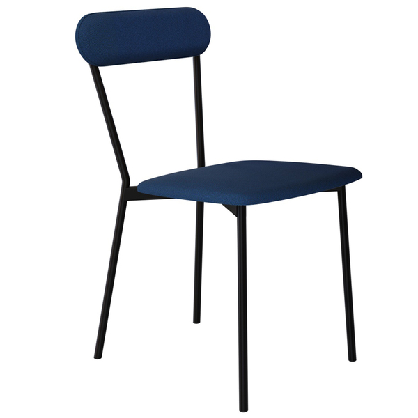 Cadeira Estofada Para Sala De Jantar Liora Preto C01 Linho Az