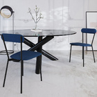 Cadeira Estofada Para Sala De Jantar Liora Preto C01 Linho Az