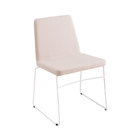 Cadeira Estofada Paris Com Pés Aço Branco - Algodão Bege