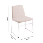 Cadeira Estofada Paris Com Pés Aço Branco - Algodão Bege