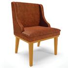 Cadeira Estofada Sala De Jantar Base Fixa De Madeira Castanho
